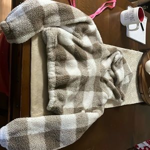 Pull over Sherpa cropped hoodie Romwe